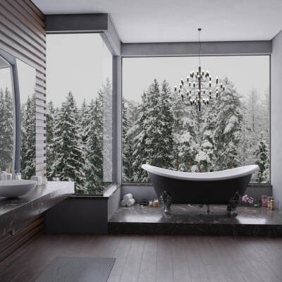 Artemis Close Aslan Ayaklı Krom Özgür Küvet Siyah/Beyaz 180x75 cm - ARTEMİS