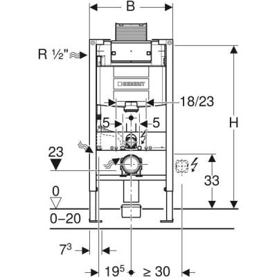 Asma klozet için Geberit Duofix elemanı, 98 cm, Omega 12 cm gömme rezervuar ile - GEBERİT (2)