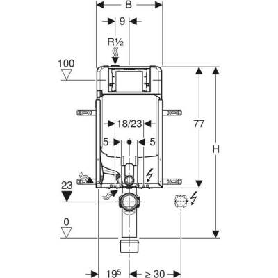 Asma klozet için Geberit Kombifix elemanı, 109 cm, Sigma 8 cm gömme rezervuar ile - GEBERİT (2)