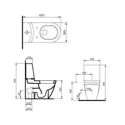 Bhocci Taormina Arch Duvara Tam Dayalı Klozet Parlak Beyaz Rezervuar Dahildir 1017-001-0128 - BOCCHI (2)