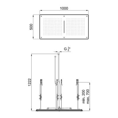 Bocchi Aır2 1000Ts Ankastre Tavan Duşu 100X50 cm 5820-0001 - BOCCHI (1)