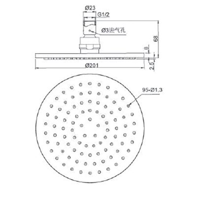 Bocchi AIR2 200R Tepe Duşu, ø200 mm Mat Siyah - BOCCHI (1)