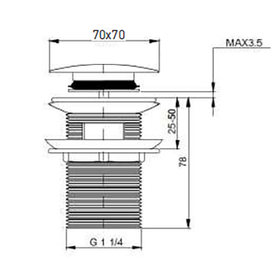 Bocchi Altın Kare Lavabo Süzgeçi Su Taşma Delikli - BOCCHI (1)