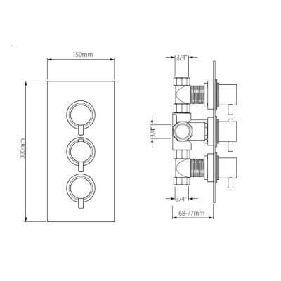 Bocchi Ankastre Termostatik Duş Bataryası, 3 Yollu Yönlendiricili 5450 0006 - BOCCHI (1)