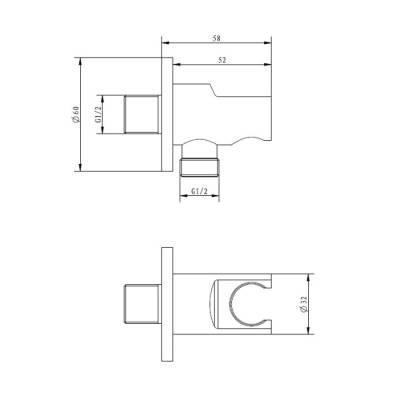 Bocchi Askılı El Duşu Çıkış Dirseği Krom 5700 0003 - BOCCHI (1)