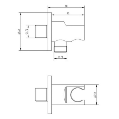 Bocchi Askılı El Duşu Çıkış Dirseği, Siyah - BOCCHI (1)