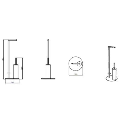 Bocchi Ayaklı Tuvalet Kağıtlık ve Fırçalık Krom - BOCCHI (1)