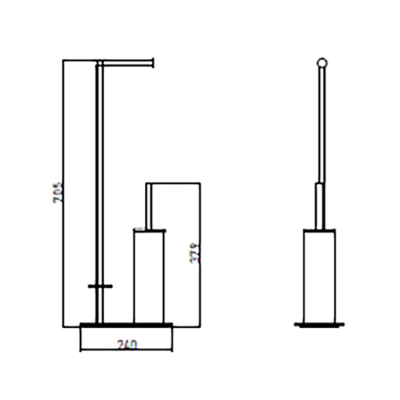 Bocchi Ayaklı Tuvalet Kağıtlık ve Fırçalık Siyah - BOCCHI (1)