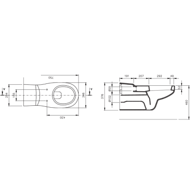 Bocchi Bedensel Engelli Asma Klozet 75 cm, Mat Kaşmir - BOCCHI (1)