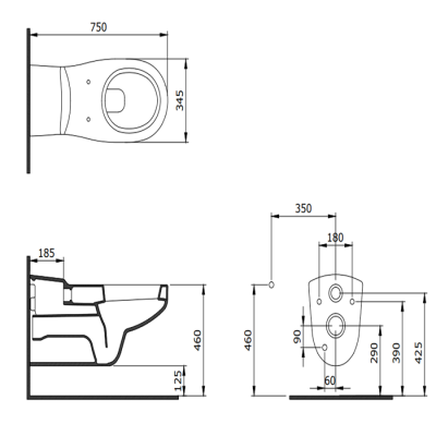 Bocchi Bedensel Engelli Asma Klozet 75 cm, Parlak Beyaz - BOCCHI (1)