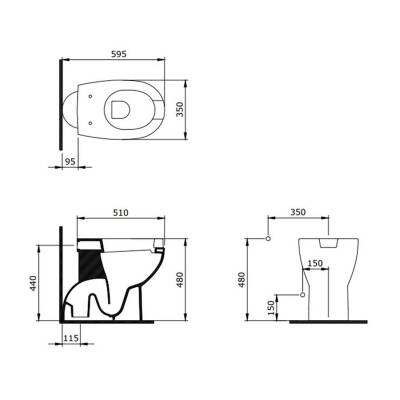 Bocchi Bedensel Engelli Yerden Tek Klozet, Parlak Beyaz (Kapak Hariç) 2001-001-0128 - BOCCHI (2)