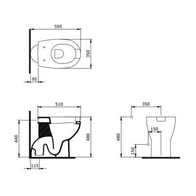 Bocchi Bedensel Engelli Yerden Tek Klozet, Parlak Kırmızı (Kapak Hariç) 2001-019-0128 - BOCCHI (1)
