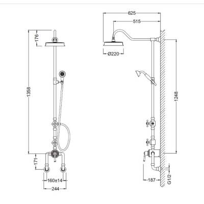 Bocchi Burlington Duş Bataryalı ve El Duşu Setli Duş Kolonu 1004 0031 - BOCCHI (1)