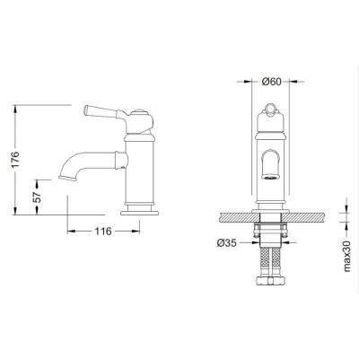 Bocchi Burlington Lavabo Bataryası Saten Nikel 1004 0001 BN - BOCCHI (1)