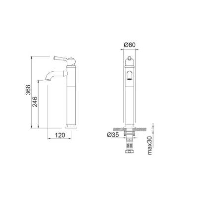 Bocchi Burlington Yüksek Lavabo Bataryası Saten Nikel 1004 0002 BN - BOCCHI (1)