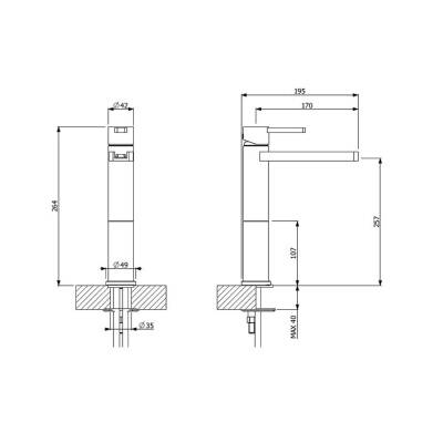 Bocchi Canyon Crystal Yüksek Tip Lavabo Bataryası Altın 1014 0002 SA - BOCCHI (1)