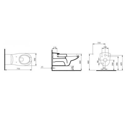 Bocchi Care&Comfort Bedensel Engelli Asma Klozet Önü Açık 75 cm Mat Kaşmir 2011-011-0128 - BOCCHI (1)