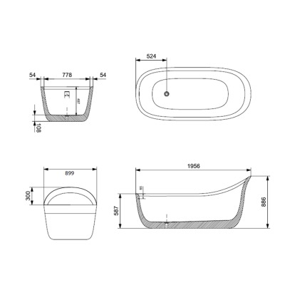 Bocchi Classico Parlak Beyaz Küvet 196x90 cm - BOCCHI (1)