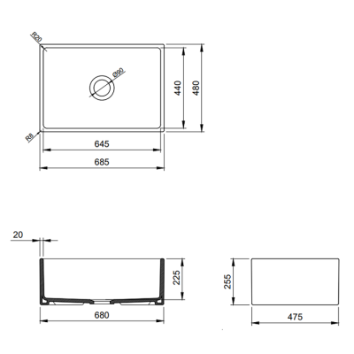 Bocchi Contempo 68 cm Mutfak Eviyesi Mat Siyah - BOCCHI (1)