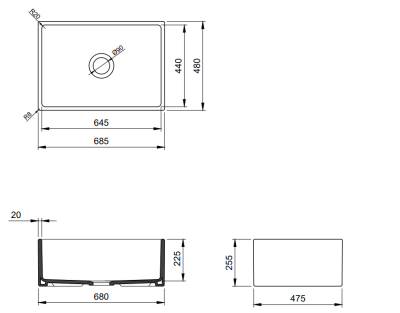 Bocchi Contempo 68 cm Mutfak Eviyesi Parlak Beyaz - BOCCHI (1)