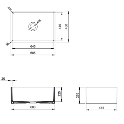 Bocchi Contempo 68 cm Mutfak Eviyesi Parlak Bisküvi - BOCCHI (1)