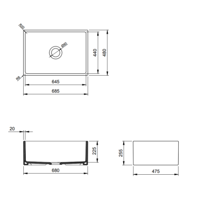 Bocchi Contempo 68 cm Mutfak Eviyesi Parlak Siyah - BOCCHI (1)