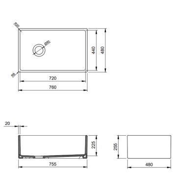 Bocchi Contempo 76 cm Mutfak Eviyesi Parlak Beyaz - BOCCHI (1)