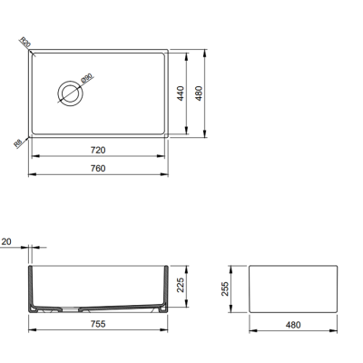 Bocchi Contempo 76 cm Mutfak Eviyesi Parlak Bisküvi - BOCCHI (1)