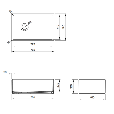 Bocchi Contempo 76 cm Mutfak Eviyesi Parlak Siyah - BOCCHI (1)