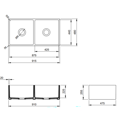 Bocchi Contempo 91 cm Çift Gözlü Mutfak Eviyesi Mat Kahve - BOCCHI (1)