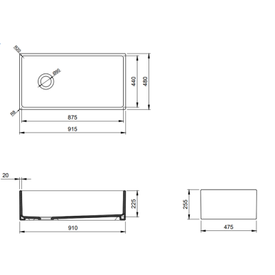 Bocchi Contempo 91 cm Mutfak Eviyesi Parlak Beyaz - BOCCHI (1)