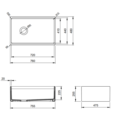 Bocchi Contempo Step Rim 76 cm Mutfak Eviyesi Mat Kahve - BOCCHI (1)