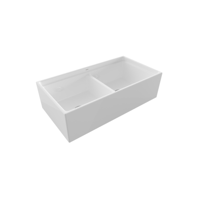 Bocchi Contempo Step Rim 91 cm Çift Gözlü Mutfak Eviyesi Parlak Beyaz - BOCCHI