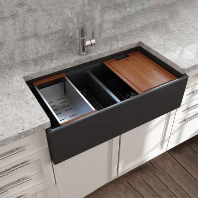 Bocchi Contempo Step Rim Çift Gözlü Eviye 91 Cm Mat Antrasit 1348-020-0120 - BOCCHI (2)