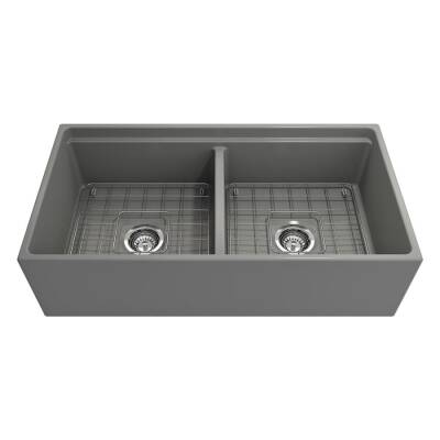 Bocchi Contempo Step Rim Çift Gözlü Eviye 91 Cm Mat Gri 1348-006-0120 - BOCCHI (1)