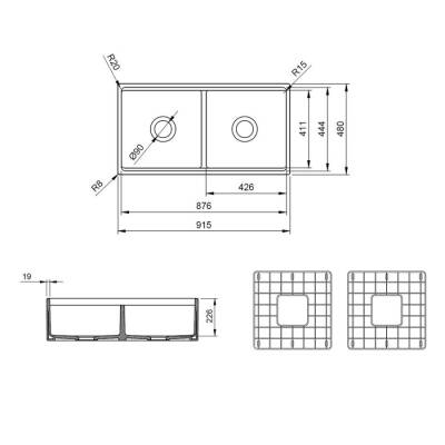 Bocchi Contempo Step Rim Çift Gözlü Eviye 91 Cm Mat Kaşmir 1348-011-0120 - BOCCHI (1)