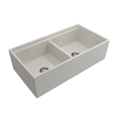 Bocchi Contempo Step Rim Çift Gözlü Eviye 91 Cm Parlak Bisküvi 1348-014-0120 - BOCCHI