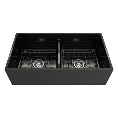 Bocchi Contempo Step Rim Çift Gözlü Eviye 91 Cm Parlak Siyah 1348-005-0120 - BOCCHI (1)