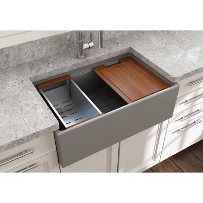 Bocchi Contempo Step Rim Mutfak Eviyesi 76 cm Mat Gri 1344-006-0120 - BOCCHI (2)