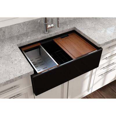 Bocchi Contempo Step Rim Mutfak Eviyesi 76 cm Parlak Siyah 1344-005-0120 - BOCCHI (2)