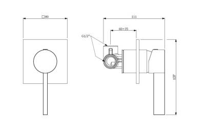 Bocchi Cube Ankastre Duş Bataryası Krom 1015 0042 - BOCCHI (1)
