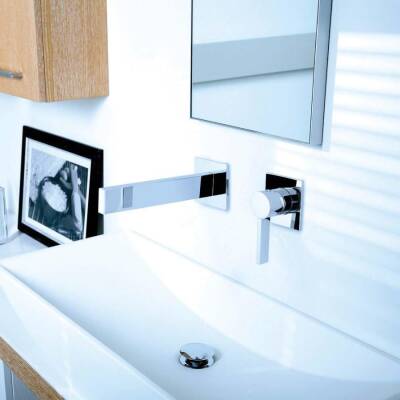 Bocchi Cube Ankastre Lavabo Bataryası Çift Delikli Krom 1015 0044 - BOCCHI (1)