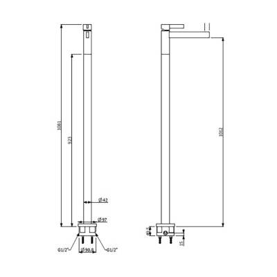 Bocchi Cube Yerden Lavabo Bataryası Krom 1015 0091 - BOCCHI (1)