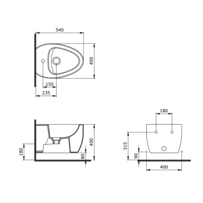 Bocchi Etna Asma Bide 54 cm Mat Beton - BOCCHI (1)