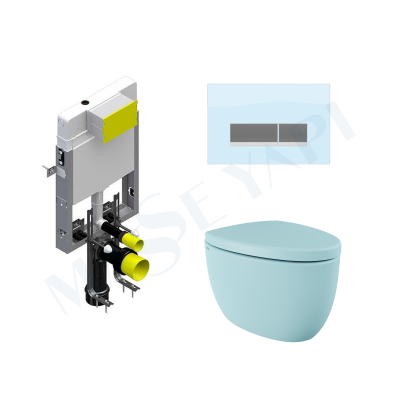 Bocchi Etna Asma Klozet - Mat Buz Mavisi Set (Kapak Dahil ) + Gömme Rezervuar Seti - BOCCHI