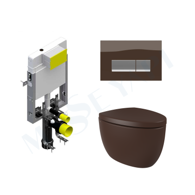 Bocchi Etna Asma Klozet - Mat Kahve Set (Kapak Dahil ) + Gömme Rezervuar Seti - BOCCHI