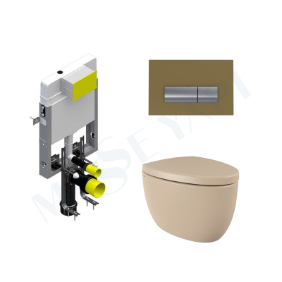 Bocchi Etna Asma Klozet - Mat Kaşmir Set (Kapak Dahil ) + Gömme Rezervuar Seti - BOCCHI