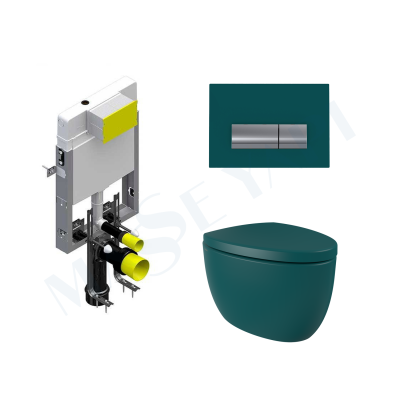 Bocchi Etna Asma Klozet - Mat Petrol Mavisi Set (Kapak Dahil ) + Gömme Rezervuar Seti - BOCCHI
