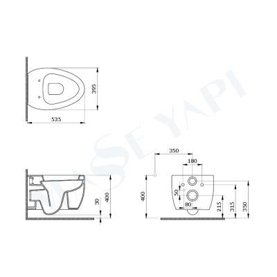 Bocchi Etna Asma Klozet - Mat Siyah Set (Kapak Dahil ) + Gömme Rezervuar Seti - BOCCHI (1)