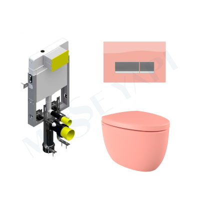 Bocchi Etna Asma Klozet - Mat Somon Set (Kapak Dahil ) + Gömme Rezervuar Seti - BOCCHI